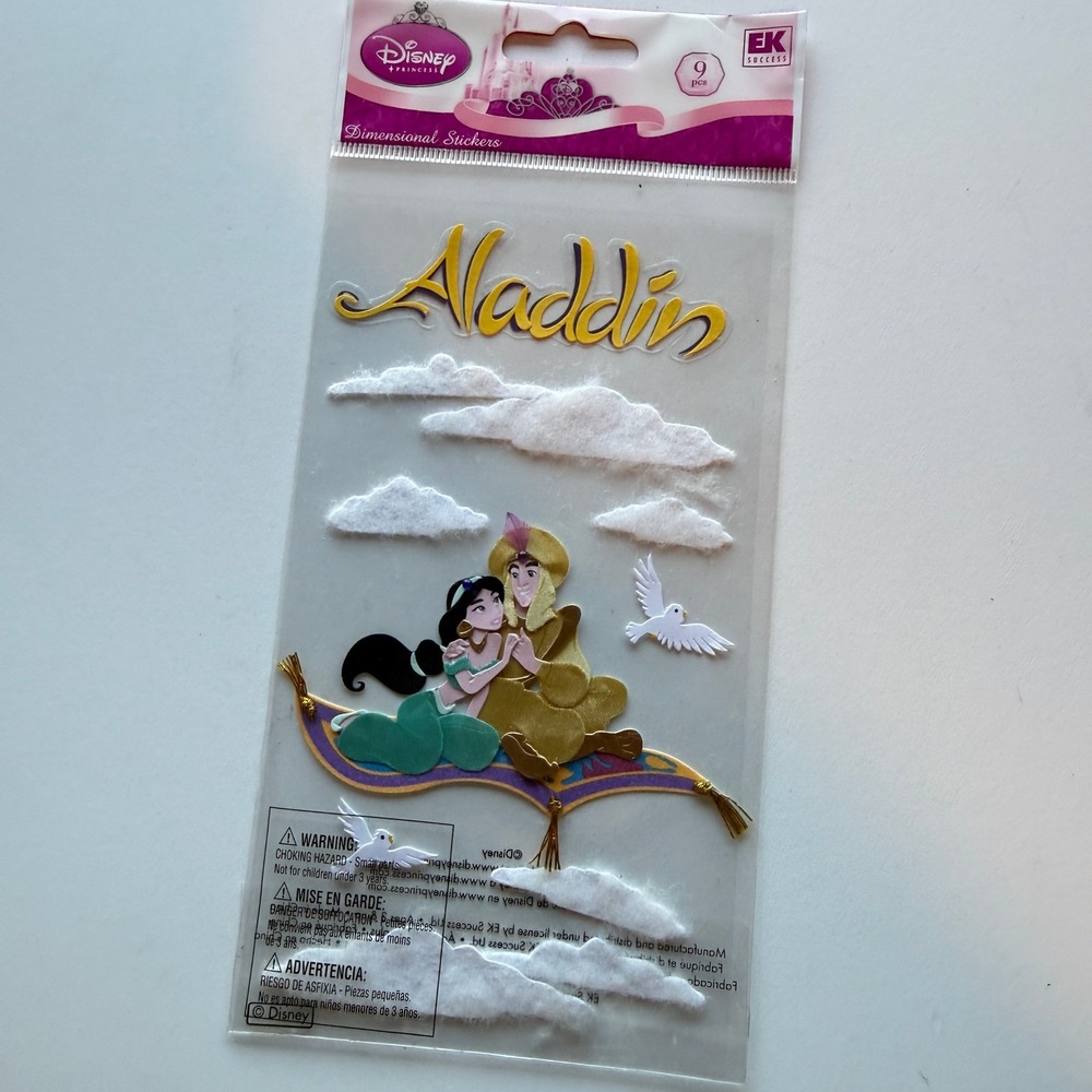 EK Success Disney Princess Aladdin Jasmine Dimensional Stickers 9pc New DJBCM20